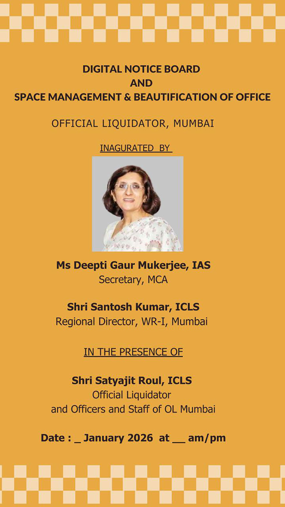 Ms. Deepti Gaur Mukerjee - Secretary, Ministry of Corporate Affairs